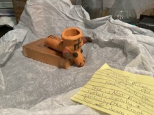 Vintage Native American clay pipe, pre1940, Buffalo shape with Whirling Logs