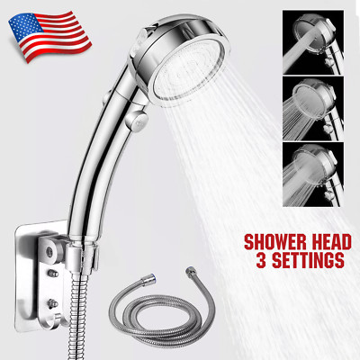 High Pressure Shower Head 3 Settings Handheld Shower Heads Spray With 5 ...