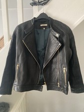 J Brand Lamb Leather Jacket Womens Black & Gold Moto Zip Lambskin Jw31le6755