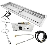 Stainless Steel Fire Pit Kit with Burner Hose Kit Insert Rectangular Fire Pit B