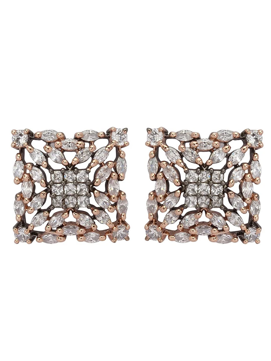 American diamond stud shop earrings in gold