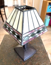 8.5" Tall Stained Glass Mission Tiffany Style Votive Tea Light Candle Lamp