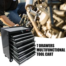 Black Rolling Tool Box Cart 7-Drawer Tool Chest Storage Cabinet with Wheels
