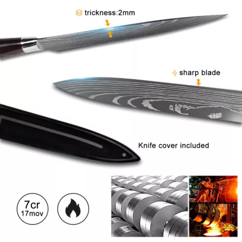 Stainless Steel Chef Knife Japanese Kitchen Knife Set Very Sharp Cutting Knives - Picture 6 of 16