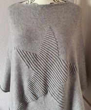 Izabel London~grey Poncho With Grey Star Design~uk Size 8/10 (small To Medium)