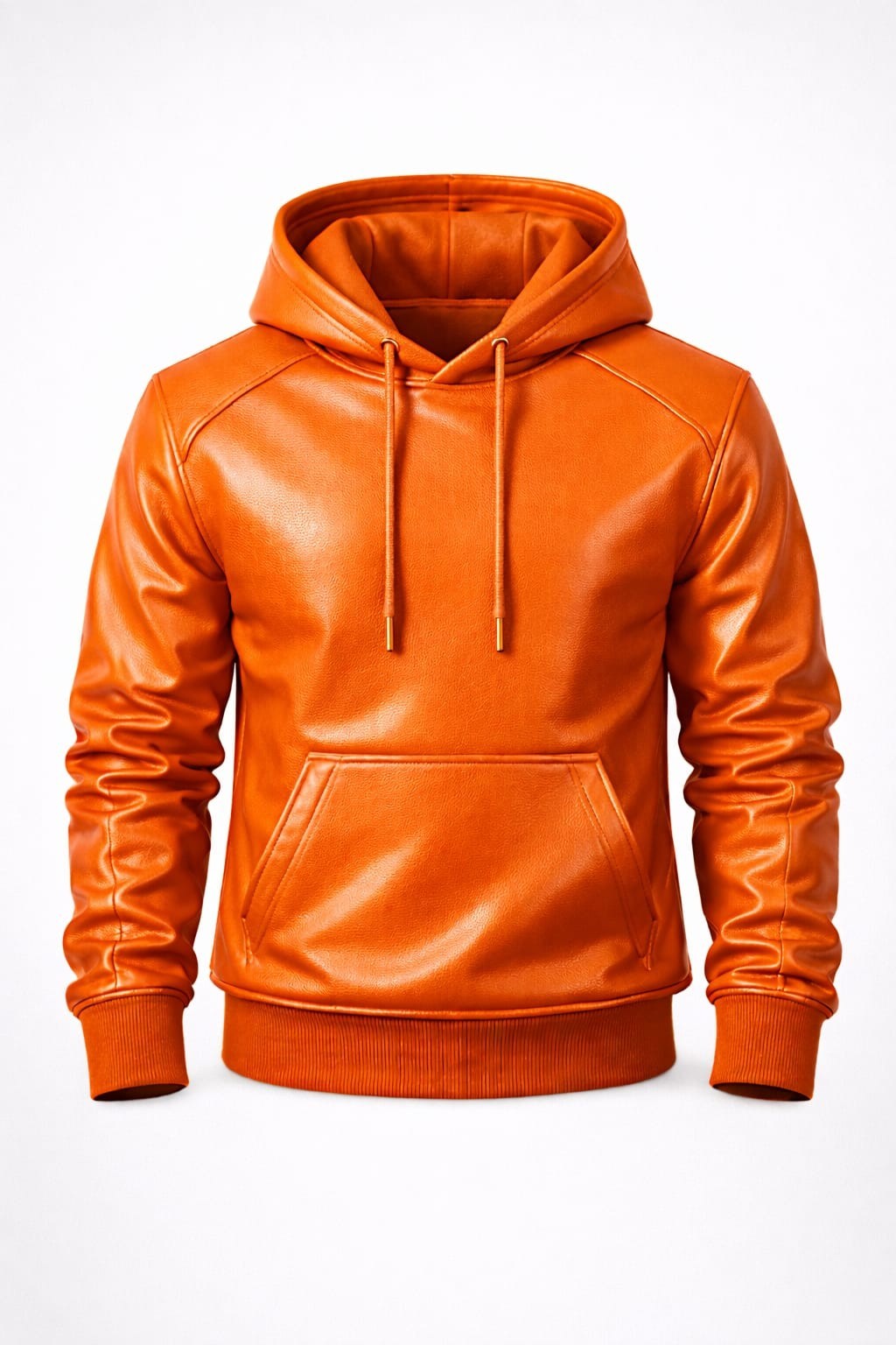 Men's Premium Leather Hoodie Handmade Genuine Lambskin Leather Jacket Hoodie