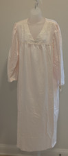 Oscar de la Renta Womens Pink Lace Trimmed  Nightgown Long Sleeve XL Pink Label