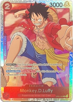 One Piece Monkey.D.Luffy OP01-024 Super Rare SR Foil inkl. Toploader NM 
