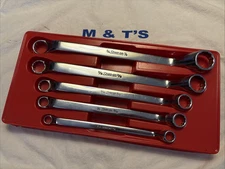 Snap-on 5pc 3/8" - 7/8" SAE 12-Point Flank Drive 60° Deep Offset Box Wrench Set