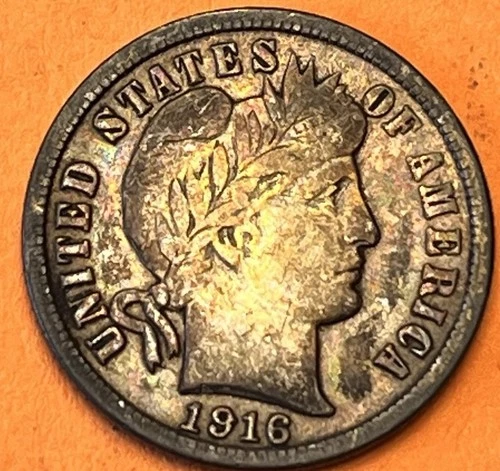 1916 Barber Dime - Full Liberty - Last Year Of Series ￼