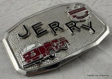 Vintage Hook Fast Firefighter Belt Buckle JERRY Union City Fire Department
