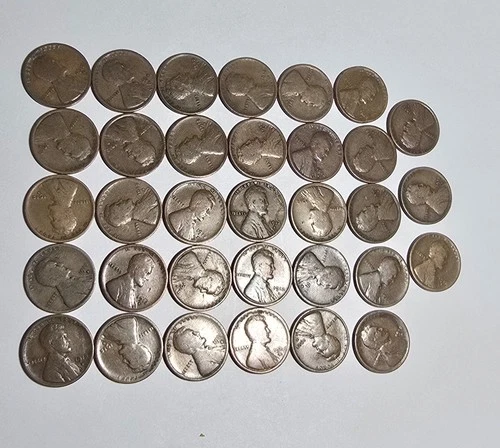 LOT OF 33 1912-D LINCOLN WHEAT CENTS Good-Fine  PENNY 1/2 ROLL PLUS 8