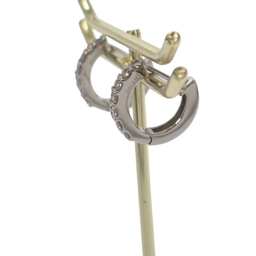Pave Hoop Earrings Pt900 Platinum Diamond Women ISY - Afbeelding 3 van 10