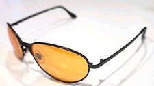 Foster Grant Black Metal Amber Oval Sunglasses