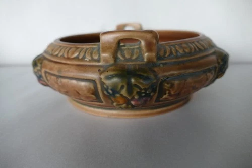 Antique Roseville art pottery Florentine low bowl 7 inch diameter old mark