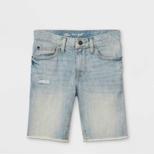 Cat Jack Girls Light Wash Blue Distressed Denim Jean Shorts Youth Size 5