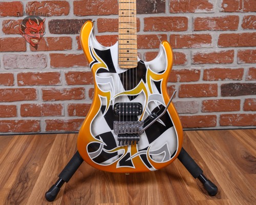 Kramer USA Musicyo 1984 Reissue White w/ Tribal Checkerboard 2003 w/OHSC (Refin)