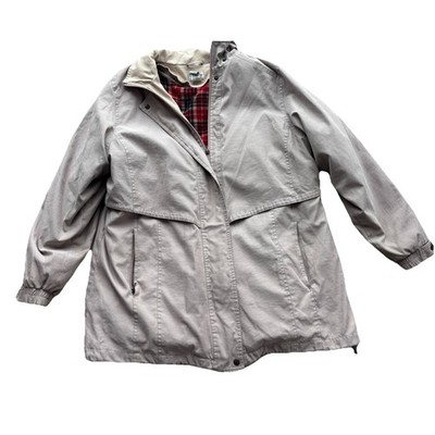 Classic Elements Women 16W LG Jacket Beige Softshell Flannel Lined Coat Vintage