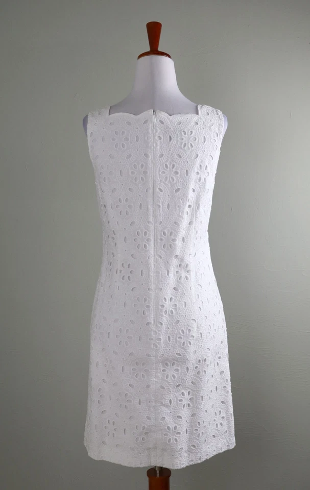TALBOTS NWT $139 Embroidered Eyelet Scalloped Lined Dress Size 2 Petite - Image 4 of 4
