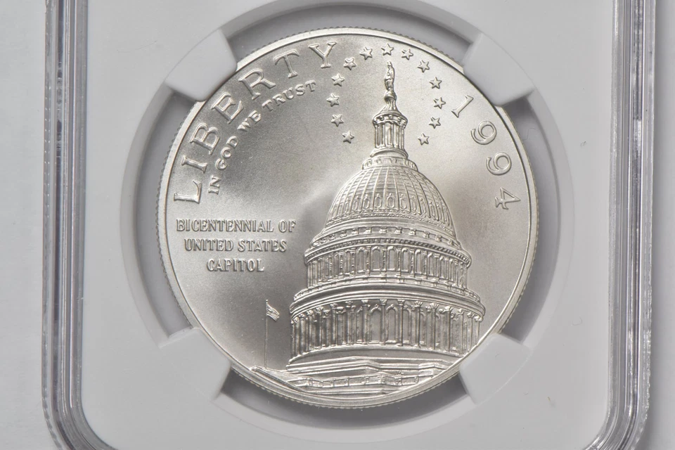 1994-D U.S. Capitol Bicentennial Commemorative $1 MS70 NGC Brown Label *9563 - Image 3 of 4