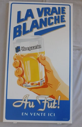 LA VRAIE BLANCHE HOEGAARDEN 32 x 18 " METAL BEER SIGN vintage beer