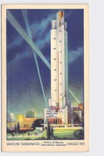 PPC Postcard IL Illinois Chicago "Havoline Thermometer" Night View A Century Of