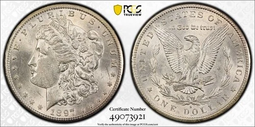 1897 S PCGS AU58 - Silver Morgan Dollar $1 US Coin 56542A