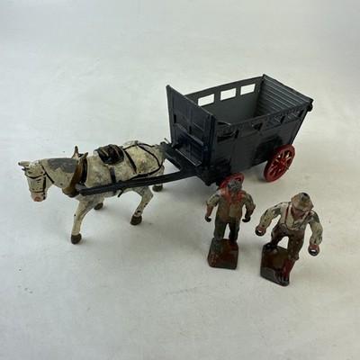 Vintage Britains Druckguss Metall bemalt LED Rinder Schwimmer und Männer