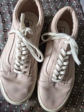Vans Womens Trainers UK 6-Salmon Pink White Low Off the Wall Leather Shoes,VGC.