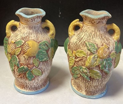 2 - Occupied Japan Hand-painted Earth Tone Colors Vases 5.5''