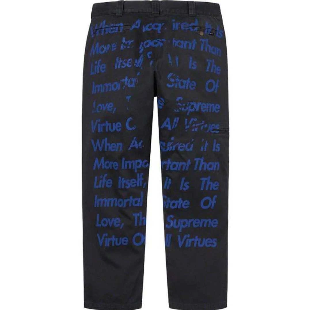 Rare pantalon de travail noir 30 Supreme Junya Watanabe imprimé CDG Gar on Pants Work P