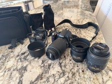 Nikon D60 DSLR Camera Kit w/ AF-S 35mm 1.8G, 18-55mm, 55-200mm VR Lenses, Bag,