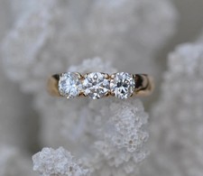 2 Ct Round Cut Lab Created Diamond Three Engagement Ring 14K Yellow Gold Plated