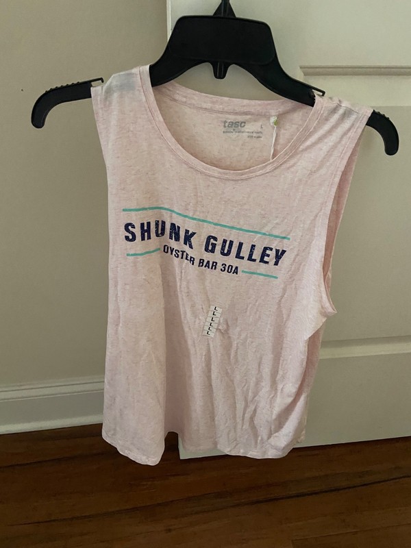Shunk Gulley Oyster Bar 30A brand tasc blush heather tank top size L