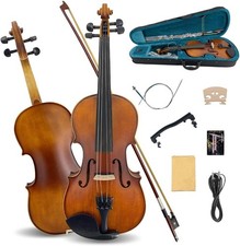 4/4 Acoustic Electric Violin Ebony fittings with Case, Bow Maple Spruce