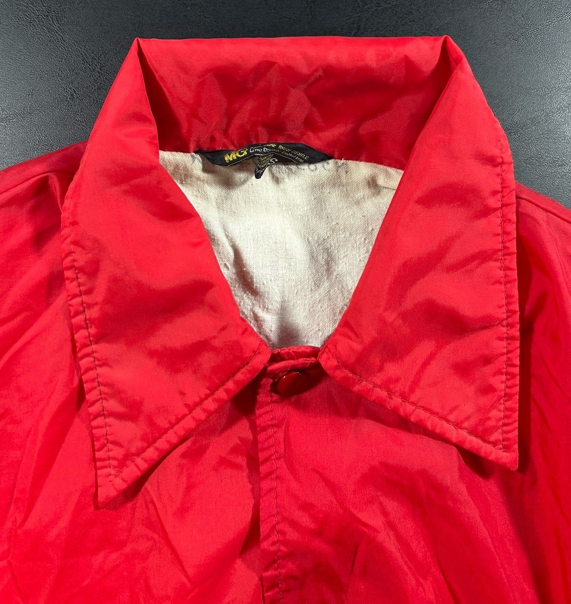 Vintage 70s Red Windbreaker Lightweight Snaps Coach Nylon Jacket