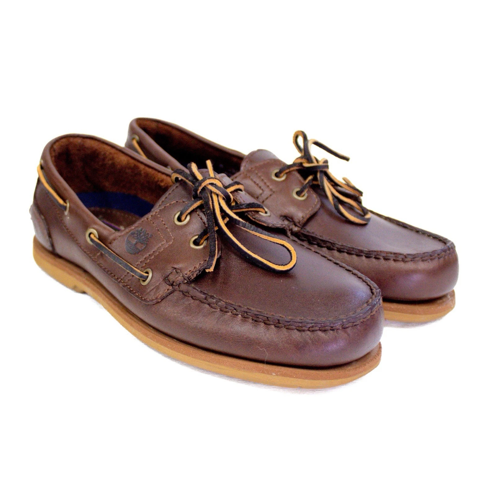 Mocassini Timberland in pelle marrone 2 occhielli scarpe da barca stringate da uomo taglia 9 M