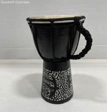 Hawaii Black White Dot Pattern Miniature Hand Drum Percussion Instrument