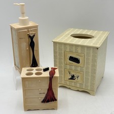 Emily Adams Paris Vogue Bathroom Set Tissue Box Soap Dispenser Toothbrush Holder