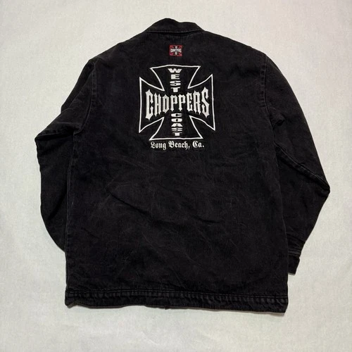 Vintage West Coast Choppers Chore Work Jacket Embroidered Medium Long Beach CA image 2