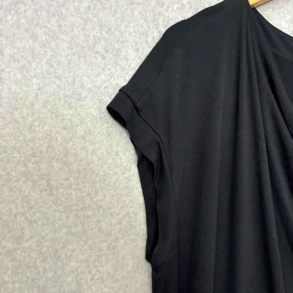 Eileen Fisher Dress L Knit Cowl Black Oversized Knee Length Minimalist Casual - Image 4 of 4