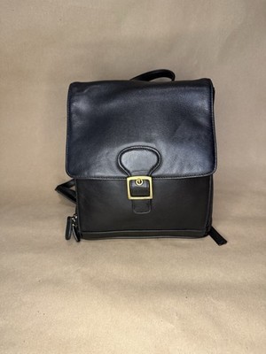  Aurielle Black Leather Mini Backpack Purse Women Zip  Organizer Bag 