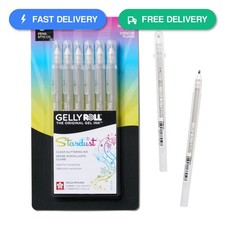 SAKURA 57906 6-Piece Gelly Roll Stardust Gel Pen Set, Bold, Clear