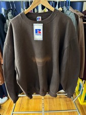 Vintage 90s Russell Athletic Brown Blank Large Crewneck USA Men's BOX NWT Fade