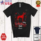 Custom Name Happy Valentine's Day; Lovely Hearts Great Dane Shape Flower T-Shirt
