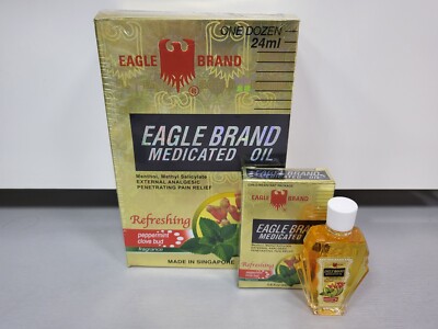 Eagle Gold Peppermint Clove Eucalyptus Medicated Oil 1 DZ Dau Gio Vang 24mL x 12