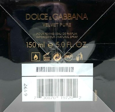DOLCE & GABBANA VELVET PURE POUR FEMME EDP SPRAY WOMAN 5.0 Oz