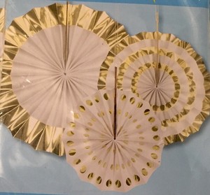 9 Piece Hanging Paper Fans Birthday Party Wedding Decorations Gold