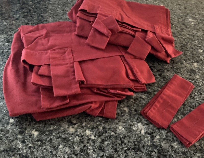 Pottery Barn 2-pc. drapery panel set, 43”x96” each with tie backs, red