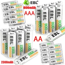 EBL 1.2V AA AAA Rechargeable Batteries 2300/800mAh NI-MH Battery + Box Case Lot